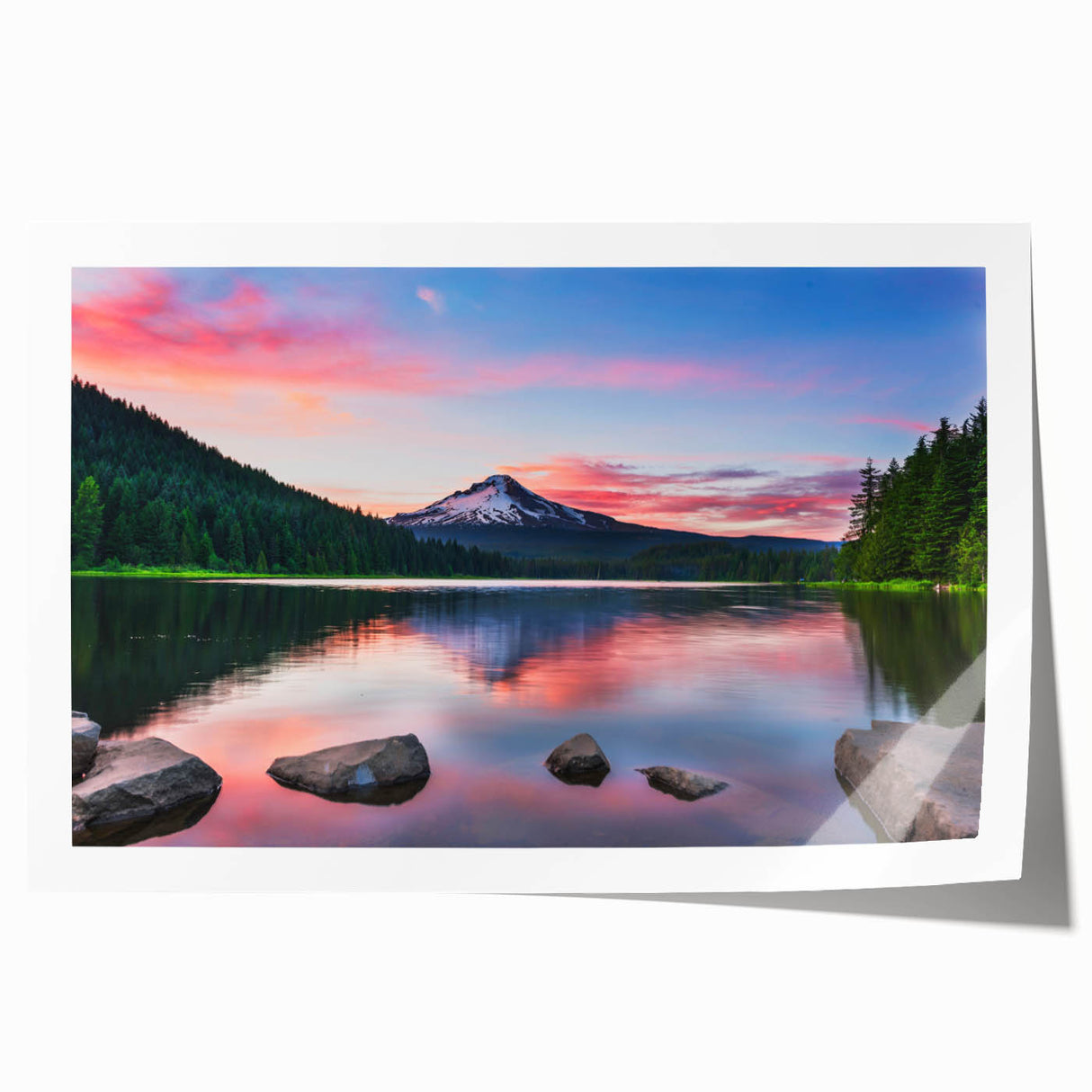 Mountain landscape wall art print showcasing vibrant colors and intricate details, rolled and ready for display, perfect for home decor enthusiasts.