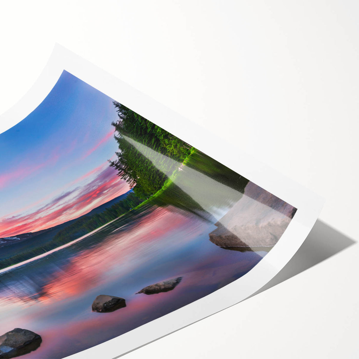 Stunning rolled print of a mountain landscape design, featuring rich colors and intricate details, perfect for home decor or art collection.