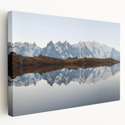 Stretched canvas wall art showcasing a stunning mountain landscape with vibrant colors and intricate details, ideal for home decor enthusiasts seeking nature-inspired aesthetics.