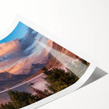 Vibrant rolled wall art print showcasing a stunning mountain landscape design with rich colors and intricate details, perfect for home decor or art enthusiasts.