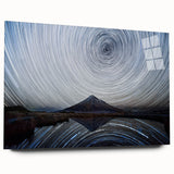 Acrylic glass wall art showcasing a stunning mountain landscape design, framed in a sleek style, perfect for home decor and nature enthusiasts. The vibrant colors and intricate details highlight the beauty of the scene, making it an ideal centerpiece for any room.