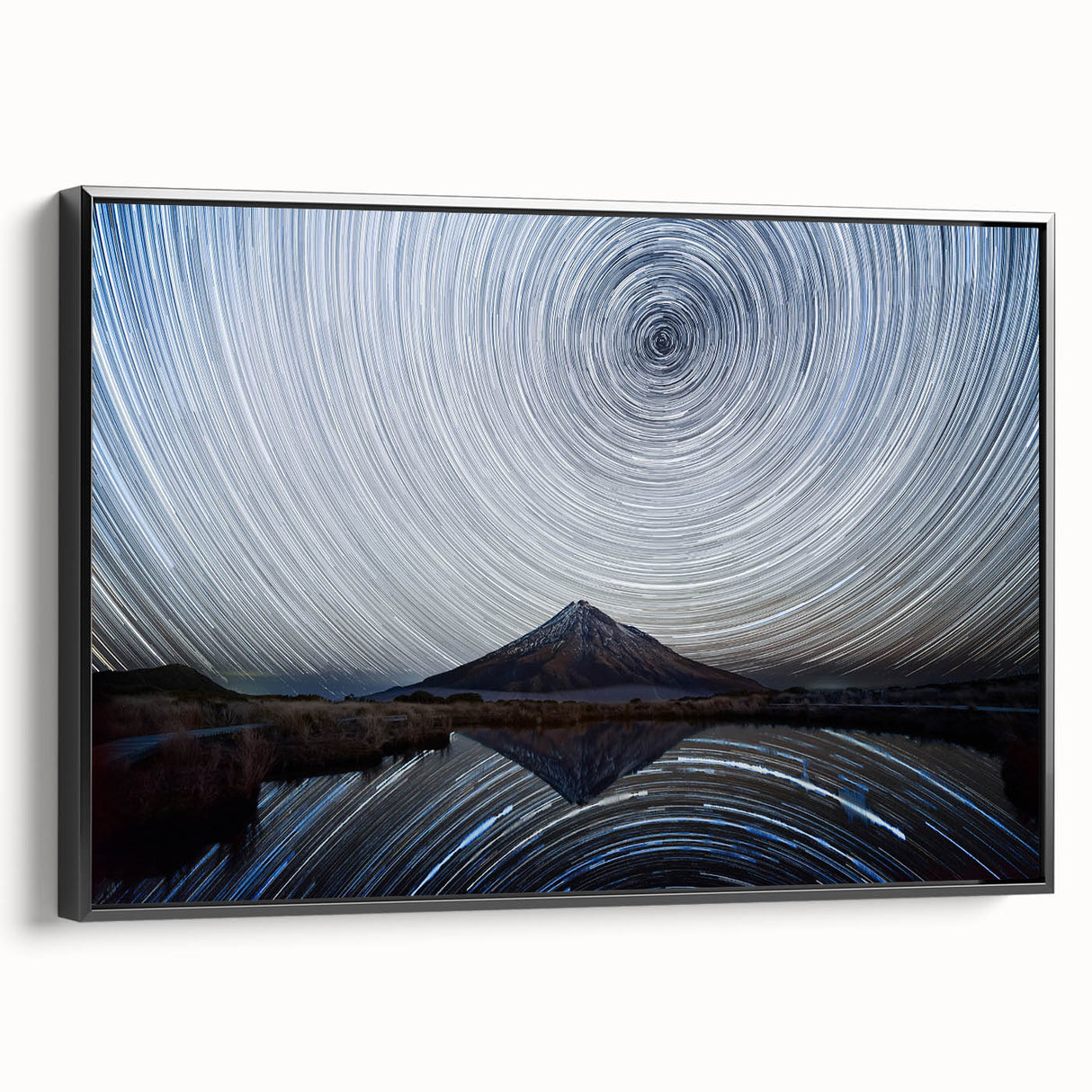 Framed canvas wall art showcasing a stunning mountain landscape design with vibrant colors and intricate details, ideal for home decor or office spaces.