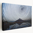 Stretched canvas wall art showcasing a vibrant mountain landscape design, featuring rich hues of blue and green, perfect for enhancing home decor and creating a serene atmosphere.