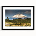Framed landscape wall art collection showcasing majestic mountains with a black frame and mat, perfect for enhancing home decor and adding a serene ambiance.