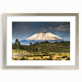 Framed wall art collection featuring serene mountain landscapes in silver frames with mats, perfect for enhancing modern home décor and creating a tranquil atmosphere.
