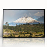 Framed acrylic wall art showcasing a stunning mountain landscape design with vibrant colors, black frame, ideal for home decor and nature enthusiasts.