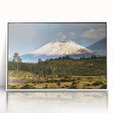 Framed acrylic wall art featuring a stunning mountain landscape design, showcasing vibrant colors and intricate details, ideal for enhancing modern home decor.