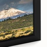 Framed close-up of a mountain landscape art piece, showcasing vibrant colors and intricate details, perfect for enhancing home decor. Ideal for nature enthusiasts.