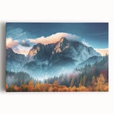 Stretched canvas wall art showcasing a breathtaking mountain landscape in vibrant colors, perfect for adding a serene touch to any home decor.