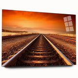 Acrylic glass wall art showcasing a vibrant landscapes and railroads design in a side view, featuring rich colors and intricate details, ideal for modern home decor.