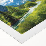 Rolled canvas artwork showcasing an intricate railroad landscape design, featuring vibrant colors and detailed textures, ideal for enhancing home decor aesthetics.