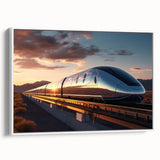 Framed canvas wall art showcasing a serene landscape with a railroad, designed in soft earth tones, perfect for enhancing home decor and creating a tranquil ambiance.