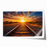 Vibrant rolled print of a railroad landscape design, showcasing intricate details and rich colors, ideal for home decor or art collection display. Perfectly rolled for easy framing and storage.