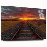 Acrylic wall art collection showcasing a vibrant railroad landscape design in a side view, highlighted by rich colors and intricate details, perfect for home decor.