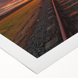 Rolled canvas wall art showcasing a vibrant landscape with railroads, featuring rich colors and intricate details, ideal for enhancing home decor.