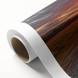 Rolled canvas artwork showcasing a vibrant landscape scene with a railroad, featuring lush greenery and dramatic skies, ideal for home decor and art enthusiasts.