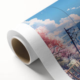 Vibrant rolled canvas wall art featuring a stunning landscape with railroads, showcasing vivid colors and intricate details, perfect for home decor enhancement.