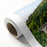 Rolled canvas art collection showcasing a vibrant landscape and railroad design, featuring rich colors and intricate details, ideal for home decor.