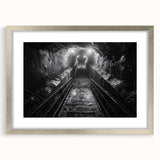 Framed landscape railroad wall art collection showcasing scenic views, featuring a silver mat and modern design, perfect for enhancing home decor.