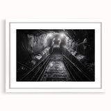 Framed wall art collection showcasing scenic landscapes with railroads, featuring a white mat and sleek frame design, ideal for enhancing home decor.