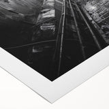 Rolled canvas artwork showcasing a vibrant railroad landscape design, featuring rich colors and intricate details, ideal for home decor and art enthusiasts.