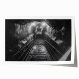 Vibrant rolled print showcasing a scenic landscape with a railroad, featuring rich colors and intricate details, perfect for home decor or art collections.