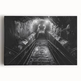 Stretched canvas wall art showcasing a vibrant landscape with railroad tracks, featuring rich colors and intricate details, perfect for modern home decor.