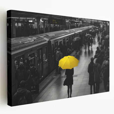 Stretched canvas wall art showcasing a serene landscape with a railroad track, vibrant colors, and intricate details, ideal for enhancing home decor.