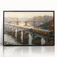 Framed acrylic wall art featuring a stunning railroad landscape design, showcasing vibrant colors and intricate details, perfect for enhancing modern home decor.