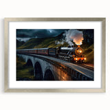 Framed wall art collection featuring a silver mat and landscape railroad design, showcasing intricate details and vibrant colors to enhance home decor aesthetics.