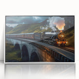 Framed acrylic wall art featuring a scenic railroad landscape design, showcasing vibrant colors and intricate details, perfect for home or office decoration.