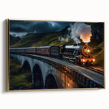 Framed wall art collection showcasing a stunning landscape with railroads, featuring rich gold accents and a textured canvas surface, perfect for enhancing home decor.