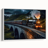 Framed canvas wall art showcasing a scenic landscape with railroads, featuring vibrant colors and intricate details, perfect for enhancing home decor.