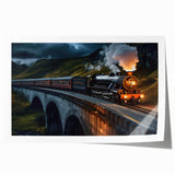 Rolled print of a serene railroad landscape design, showcasing vibrant colors and intricate details, ideal for home decor or art collectors. Perfectly packaged for protection.
