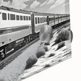 Close-up of a vibrant acrylic glass wall art piece showcasing an intricate railroad landscape design, highlighting rich colors and detailed textures, ideal for modern decor.