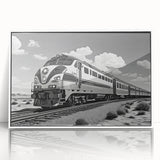 Framed acrylic wall art showcasing a vibrant landscape with a railroad design, featuring a white frame, perfect for modern home decor. Ideal for art enthusiasts and collectors.