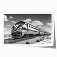 Vibrant rolled print of a railroad landscape design showcasing intricate details and colors, ideal for home decor or art collection, packaged securely in a protective tube.