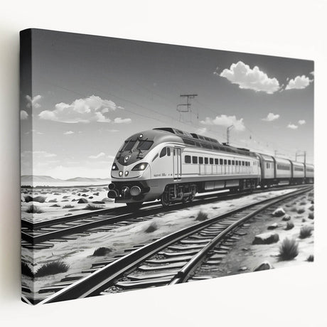 Stretched canvas wall art showcasing a vibrant landscape design with railroads, featuring rich colors and intricate details, ideal for home decor.