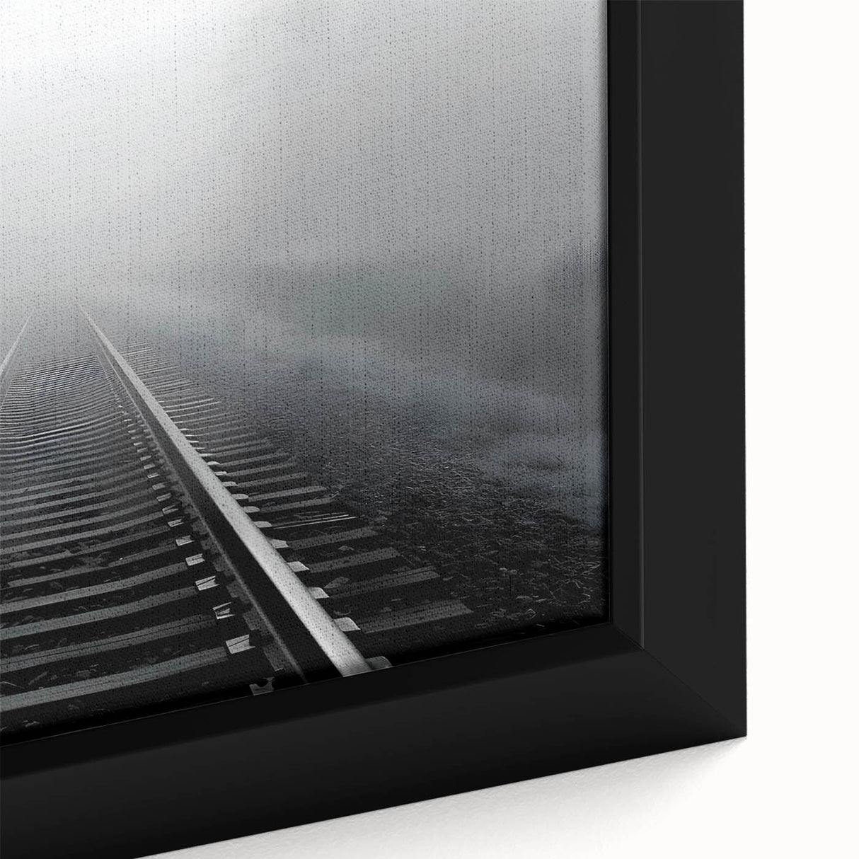 Framed canvas wall art collection showcasing a vibrant landscape with railroad tracks, featuring rich colors and intricate details, perfect for home decor.