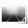 Scenic wall art print showcasing a vibrant desert landscape with a railroad track, featuring warm tones and intricate details, ideal for home decor.