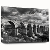 Acrylic glass wall art collection showcasing a vibrant landscape with railroad design, elegantly framed and displayed from a side view, highlighting its sleek finish and artistic details.
