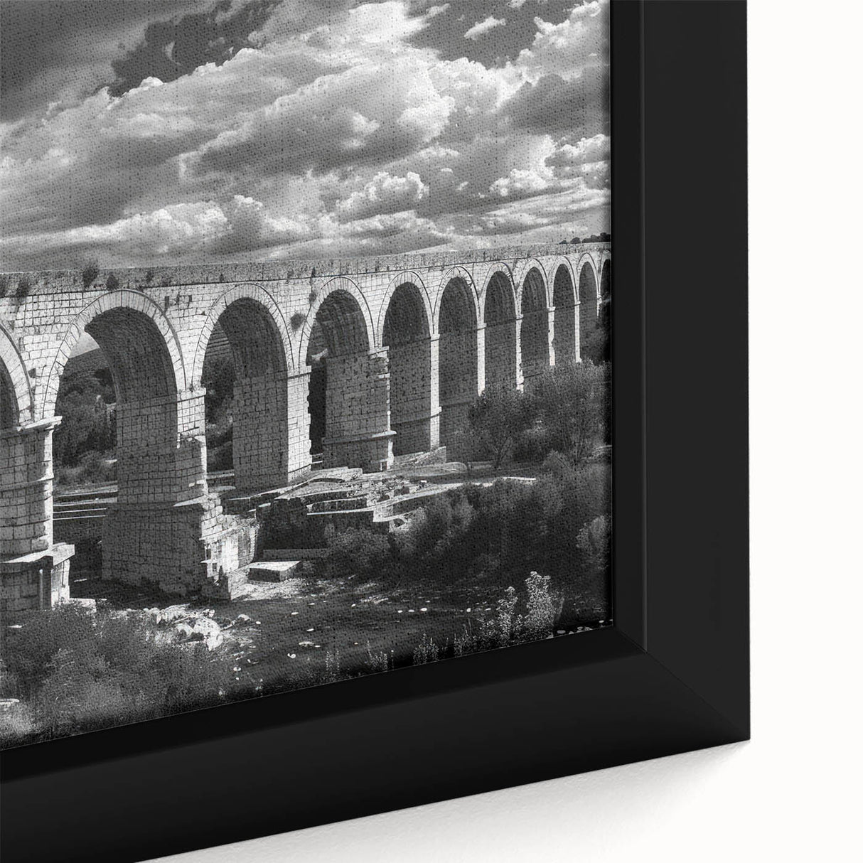 Framed canvas close-up showcasing a vibrant landscape railroad design with rich colors and intricate details, perfect for enhancing home decor aesthetics.