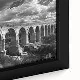 Framed canvas close-up showcasing a vibrant landscape railroad design with rich colors and intricate details, perfect for enhancing home decor aesthetics.