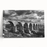 Stretched canvas wall art collection showcasing vibrant landscapes and railroads, featuring rich colors and dynamic designs, perfect for home decor or office spaces.