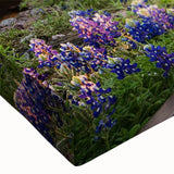 Close-up of a vibrant stretched canvas artwork showcasing a detailed railroad landscape design with rich colors and textures, ideal for home decor and art enthusiasts.