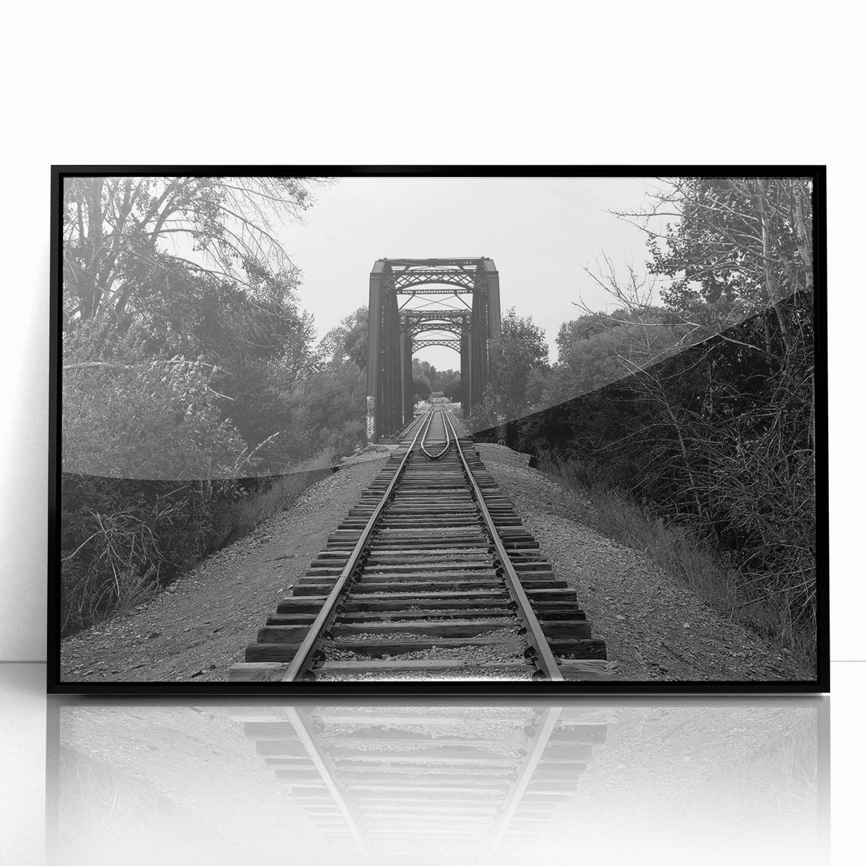 Framed wall art collection showcasing a vibrant landscape and railroad design with a black frame, perfect for home decor enthusiasts looking to enhance their living space.