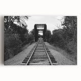 Stretched canvas wall art showcasing a vibrant railroad landscape, featuring rich colors and intricate details, perfect for enhancing modern decor in homes or offices.