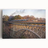 Stretched canvas wall art showcasing a vibrant landscape with railroad tracks, ideal for home decor. Perfect blend of colors enhances any interior space.