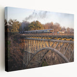 Stretched canvas wall art showcasing a vibrant landscape with railroads, featuring rich colors and detailed textures, perfect for home or office decoration.