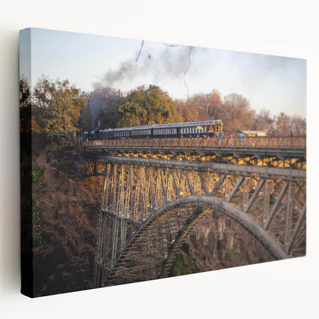 Stretched canvas wall art showcasing a vibrant landscape with railroads, featuring rich colors and detailed textures, perfect for home or office decoration.